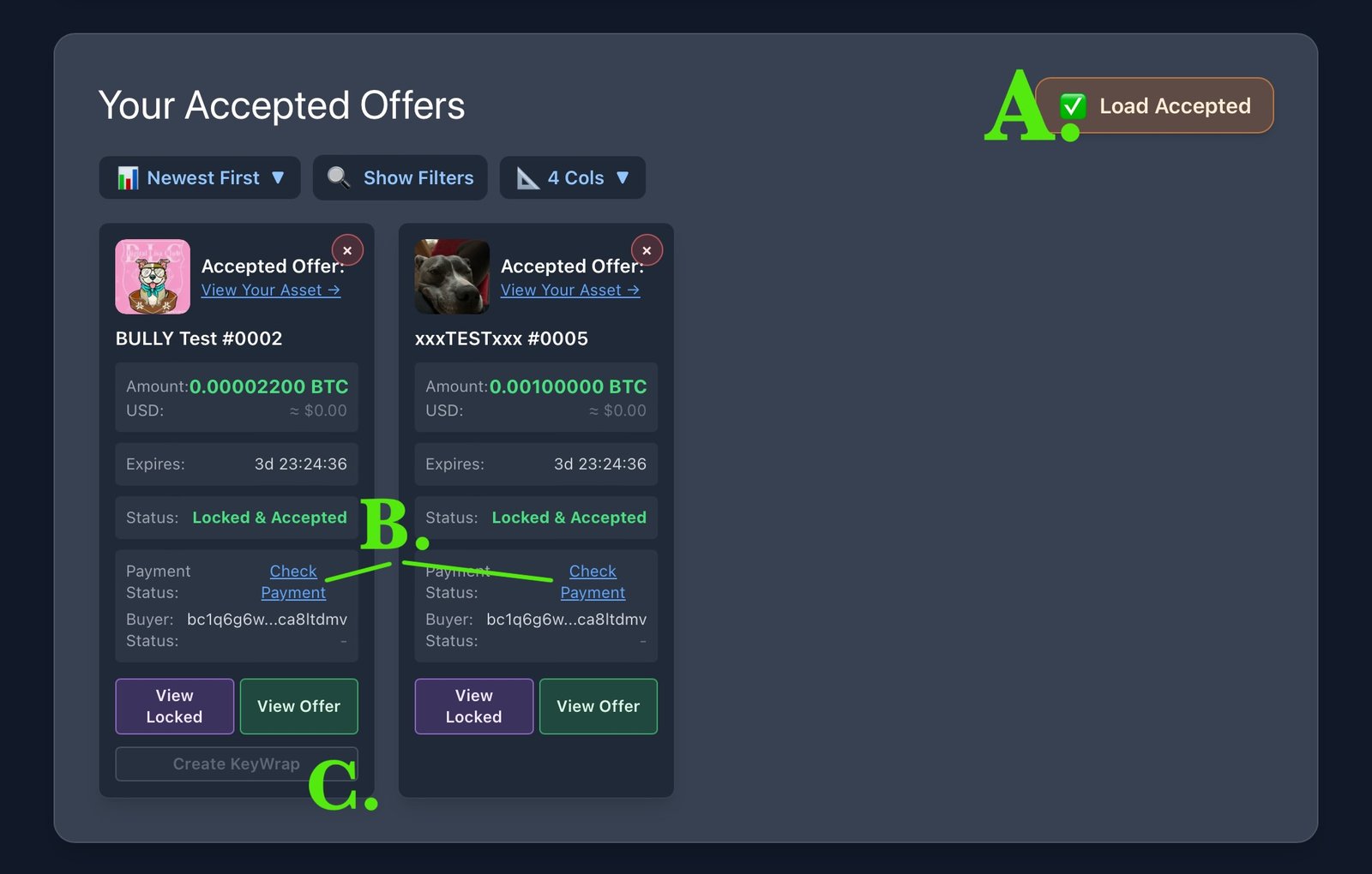 Your Accepted Offers Card Screenshot