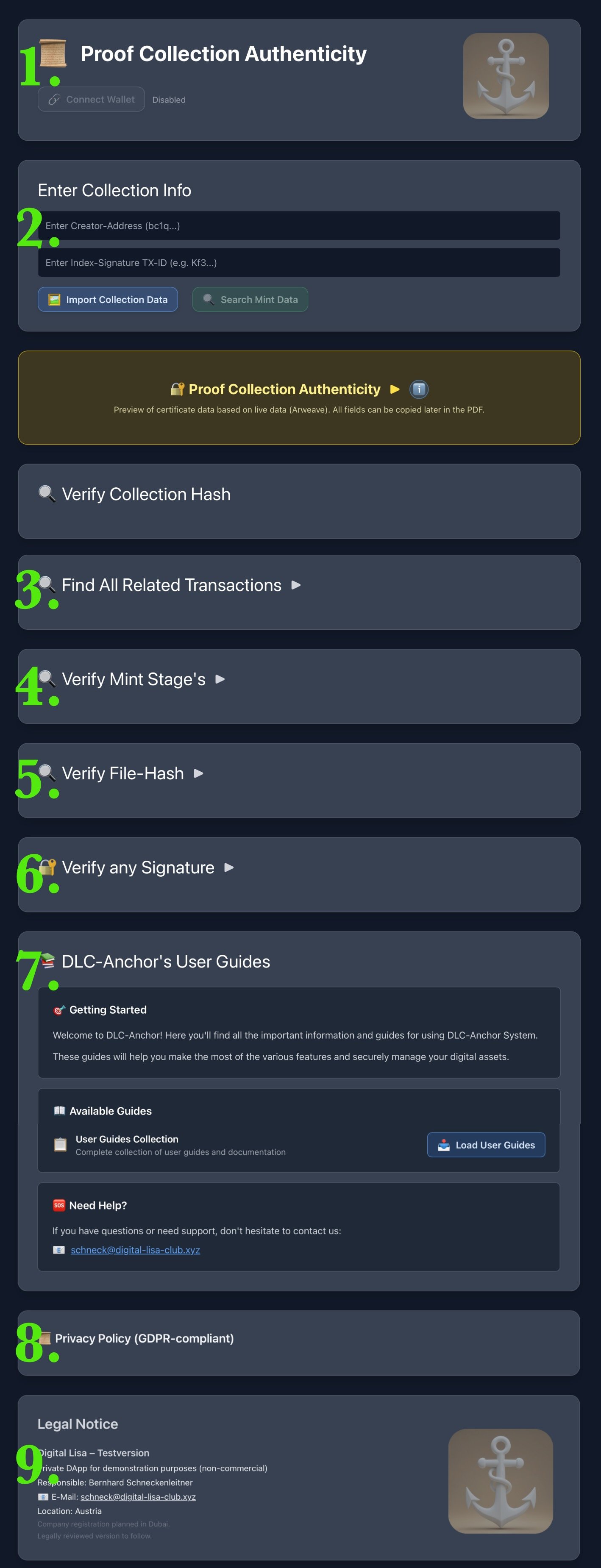 Proof Collection UI Screenshot