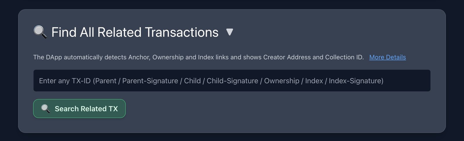 Find All Related Transactions Screenshot