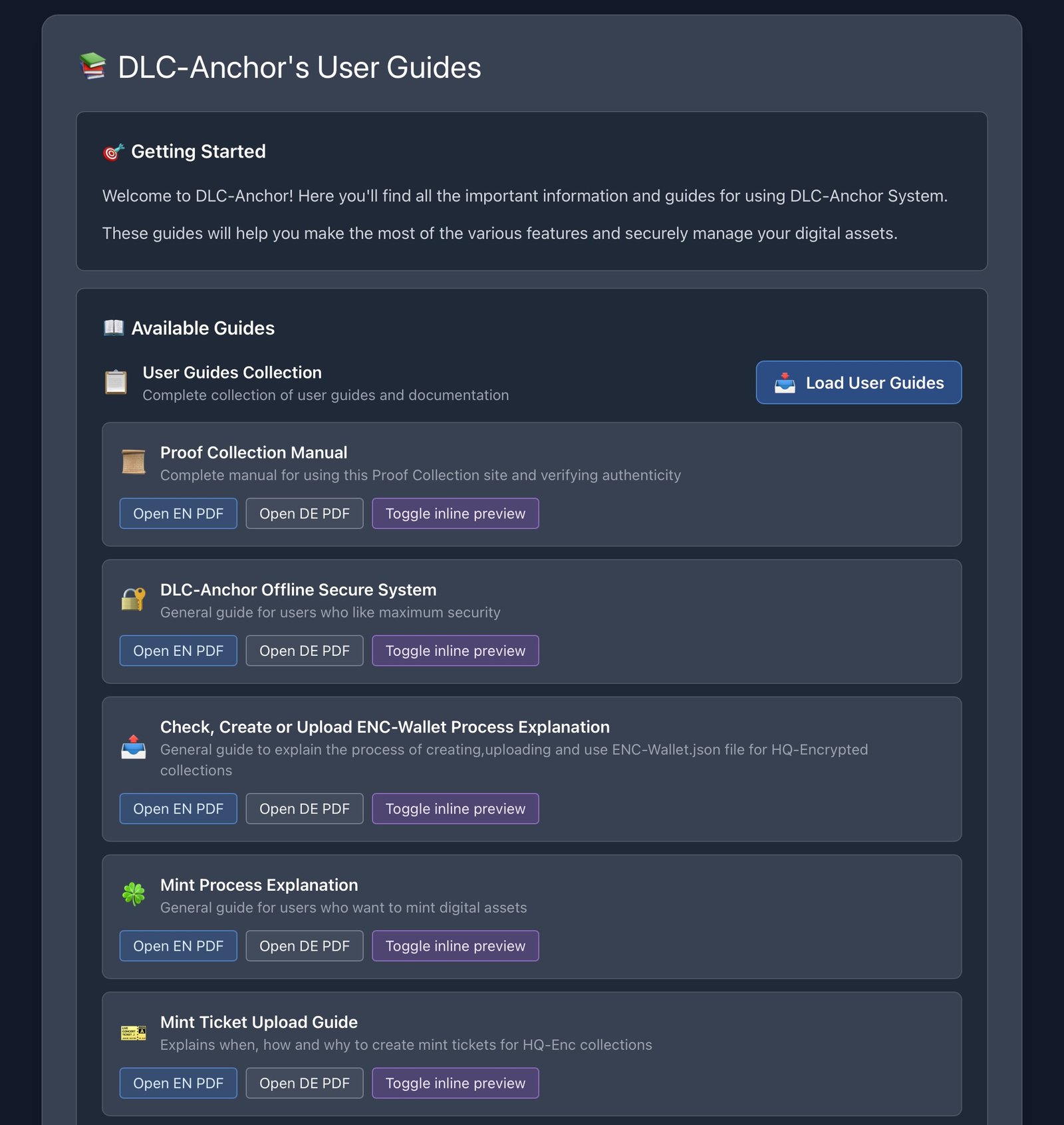 DLC-Anchor's User Guides Screenshot