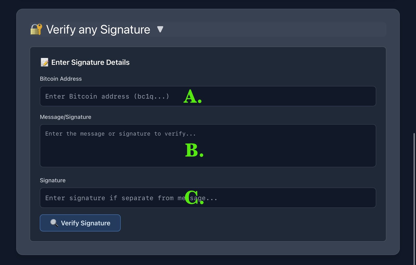 Verify any Signature Screenshot