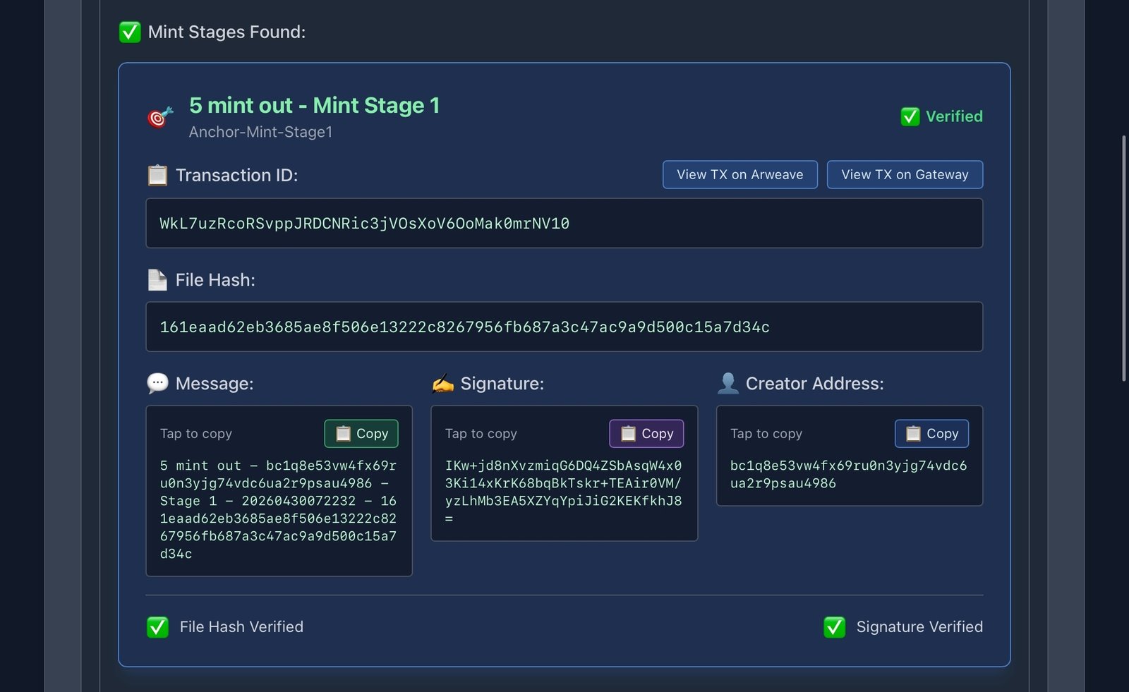 Verify Mint Stage's Screenshot 3