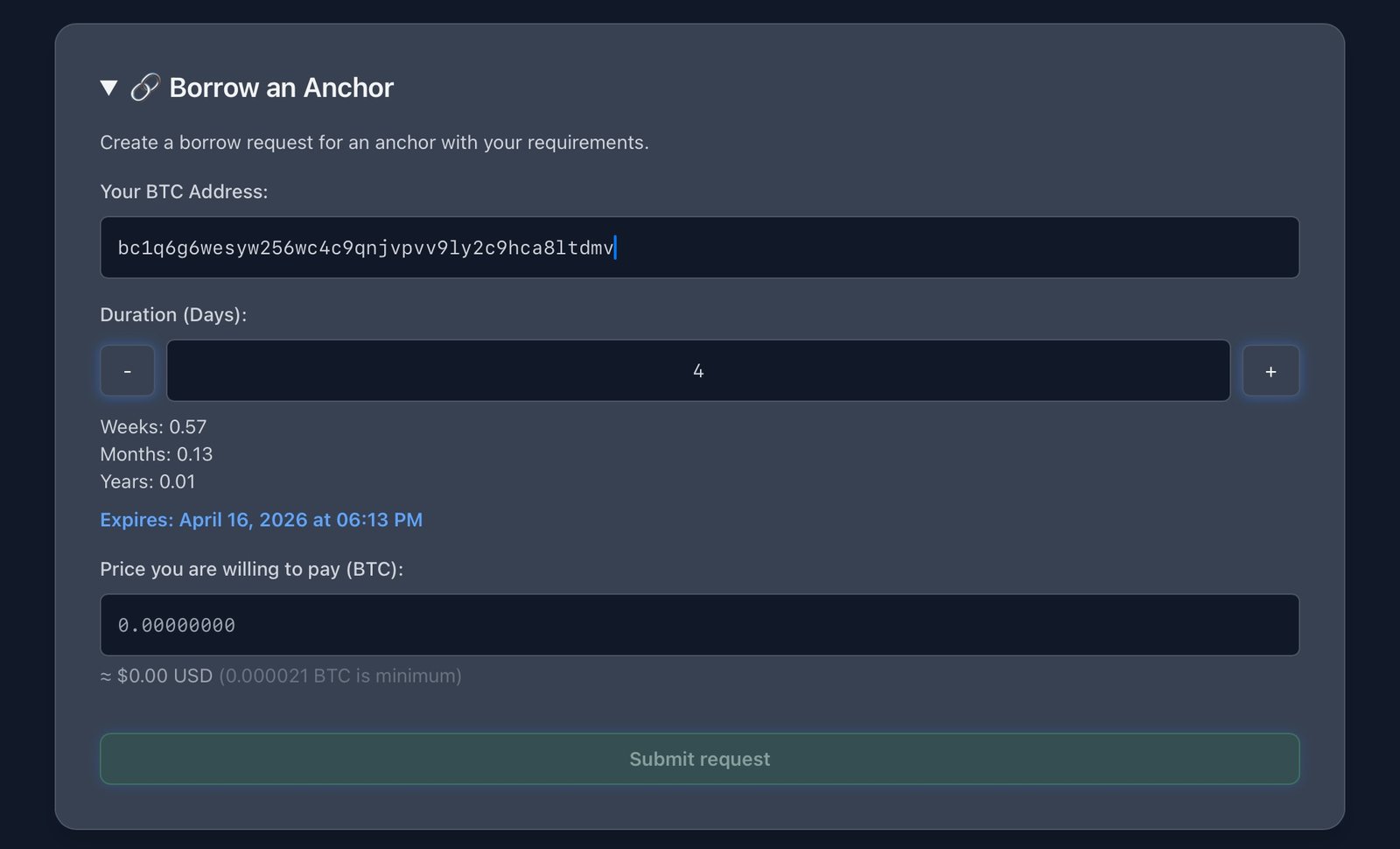 Borrow Anchor Card Screenshot
