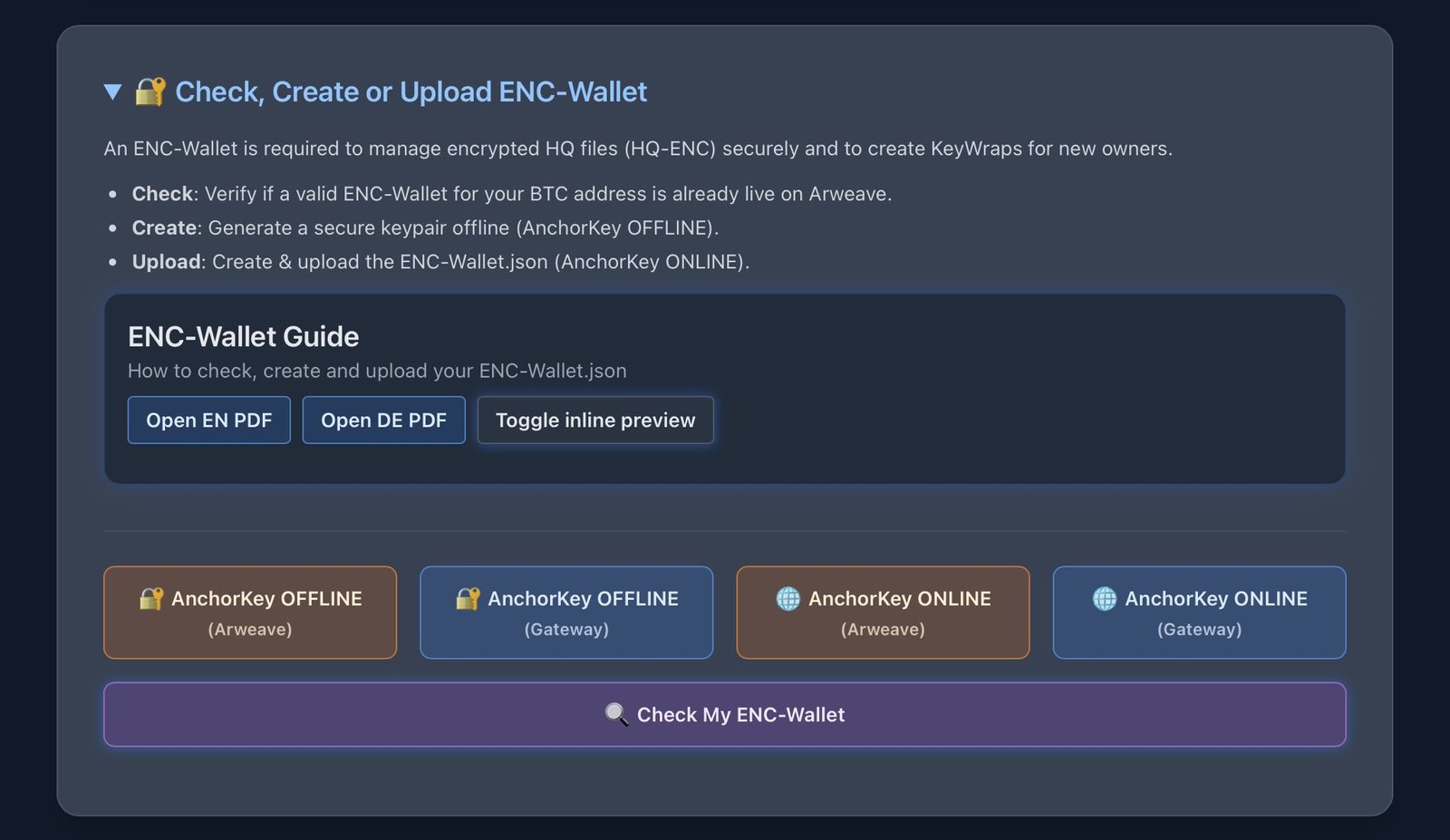 ENC Wallet Card Screenshot